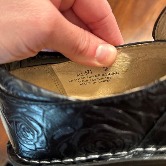 Alegria by PG Lite Leather Black Floral Clinic Mules Clogs Women’s US 8 / 8.5 EU - Picture 8 of 8
